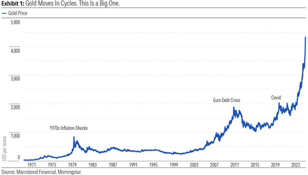 Gold Price Chart with Shock areas included such as Covid, and the Euro Debt Crisis.