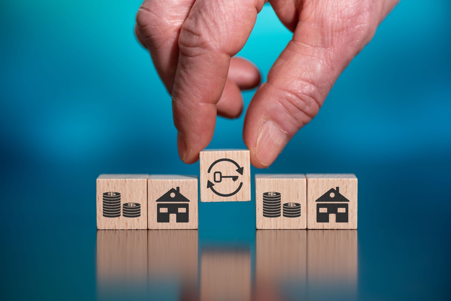 Concept of legacy with icons on wooden cubes